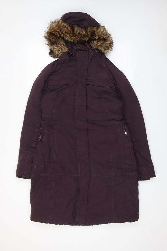 The North Face Womens Purple Parka Coat Size M Zip