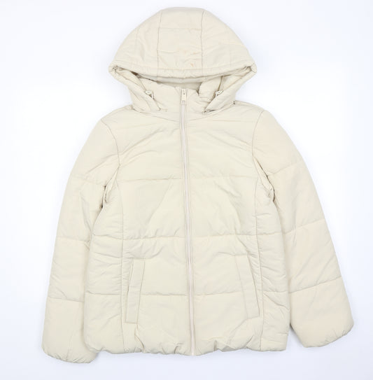 Marks and Spencer Womens Ivory Quilted Jacket Size 10 Zip