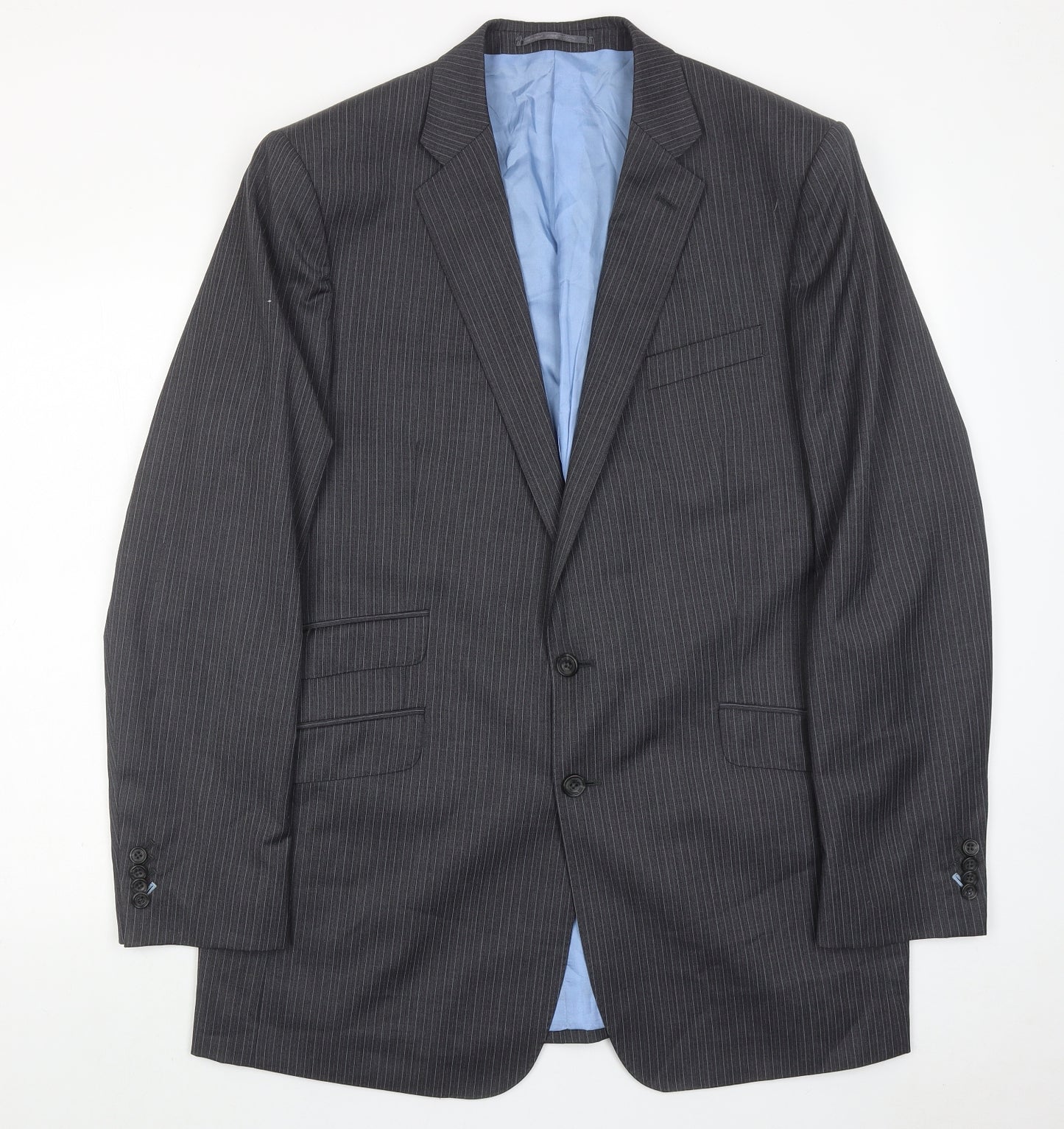 Norton townsend Mens Grey Striped Polyester Jacket Suit Jacket Size 46 Regular
