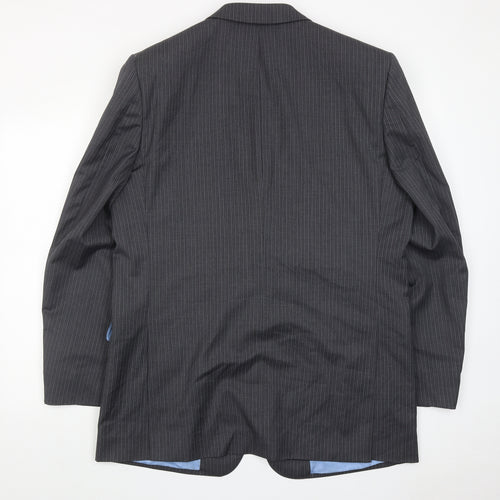 Norton townsend Mens Grey Striped Polyester Jacket Suit Jacket Size 46 Regular