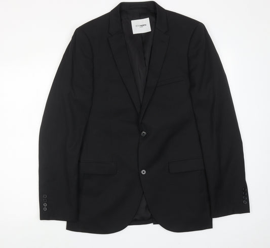 Peter Werth Mens Black Striped Wool Jacket Suit Jacket Size 40 Regular