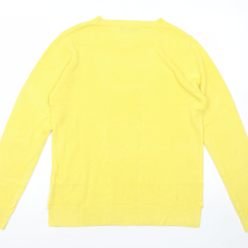 Marks and Spencer Womens Yellow Round Neck Acrylic Pullover Jumper Size 12