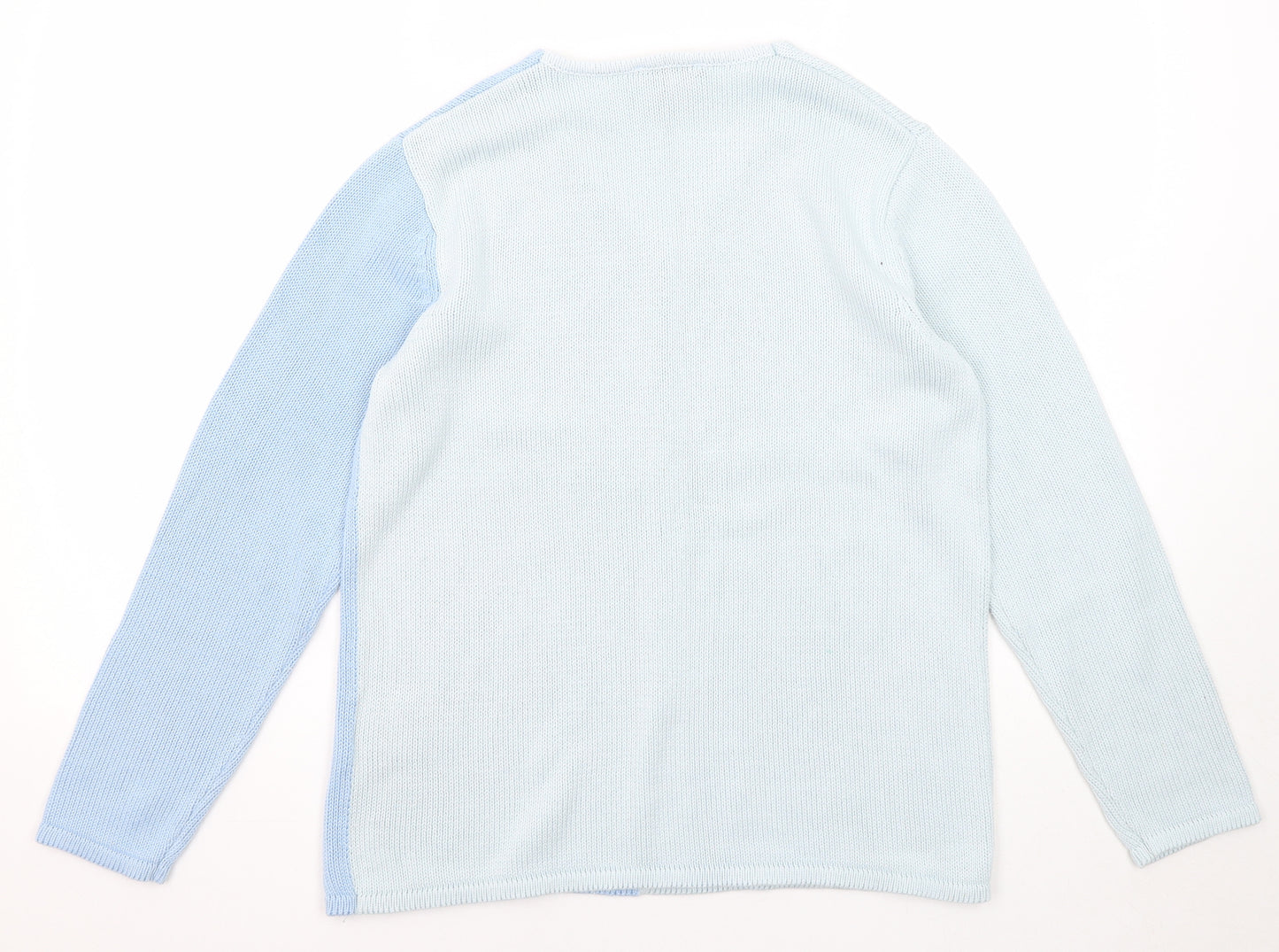 Charmant Womens Blue V-Neck Cotton Pullover Jumper Size 12