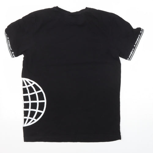 B Couture Mens Black Cotton T-Shirt Size M Round Neck