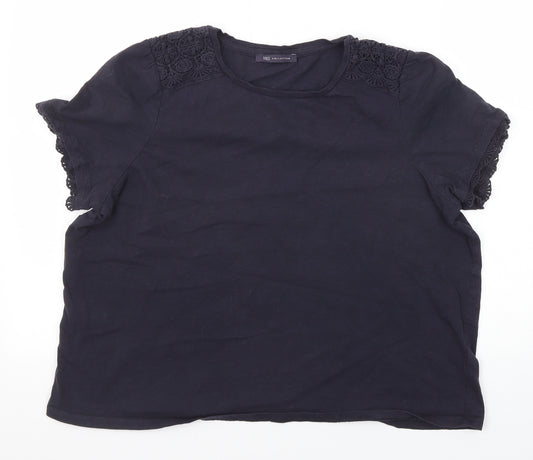 Marks and Spencer Womens Blue Cotton Basic T-Shirt Size 20 Round Neck