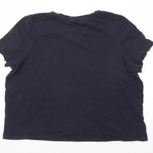 Marks and Spencer Womens Blue Cotton Basic T-Shirt Size 20 Round Neck