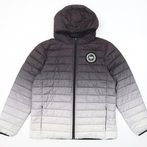 Hype Boys Grey Quilted Jacket Size 14 Years Zip