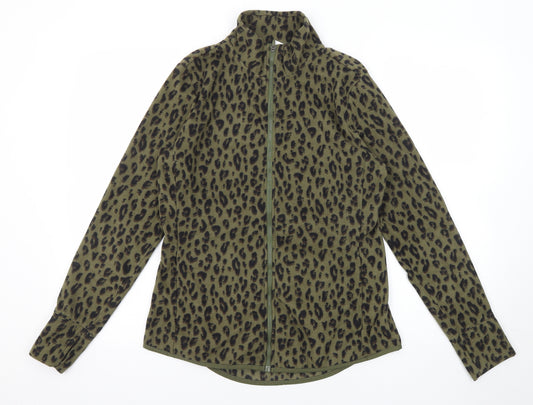 Old Navy Womens Green Animal Print Jacket Size M Zip - Leopard Print