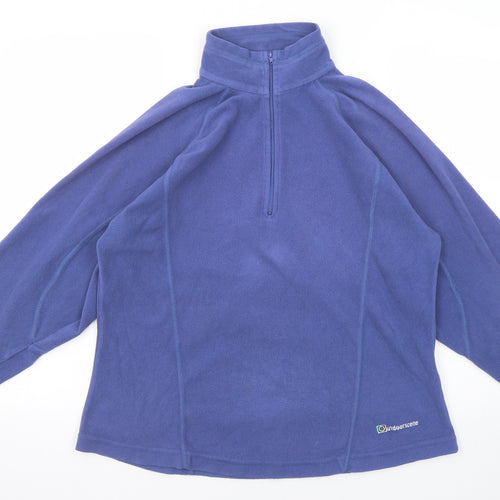 Outdoor Scene Womens Blue Polyester Pullover Sweatshirt Size 12 Zip - Size 12-14