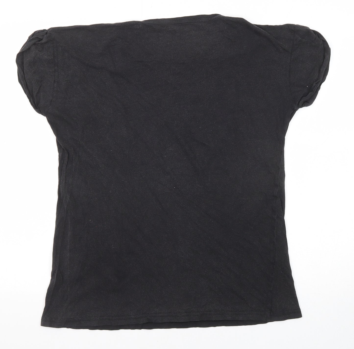 Zara Womens Black Polyester Basic T-Shirt Size S Crew Neck - Patti Smith