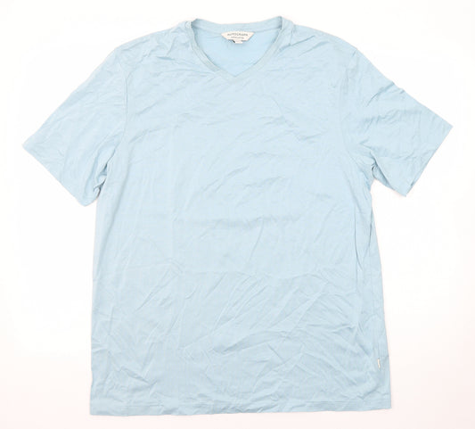 Autograph Mens Blue Cotton T-Shirt Size L V-Neck
