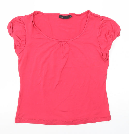 NEXT Womens Pink Polyester Basic T-Shirt Size 16 Boat Neck