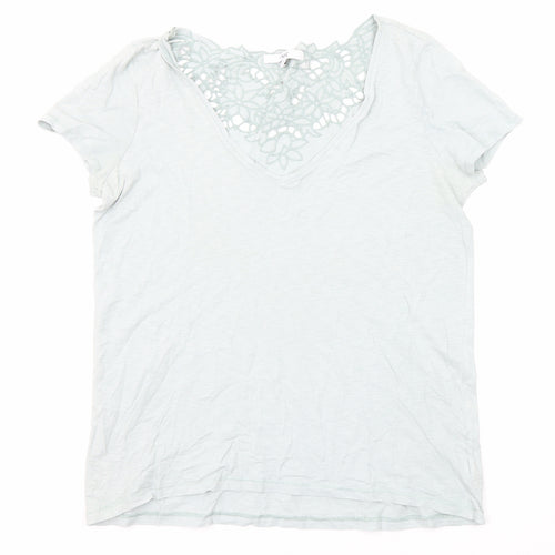 NEXT Womens Green Cotton Basic T-Shirt Size 12 V-Neck