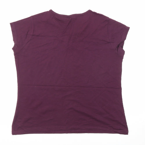 Marks and Spencer Womens Purple Cotton Basic T-Shirt Size 12 Round Neck