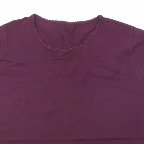 Marks and Spencer Womens Purple Cotton Basic T-Shirt Size 12 Round Neck