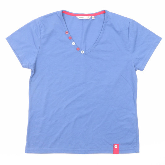 Amoretti Womens Blue Polyester Basic T-Shirt Size S V-Neck - Size S-M