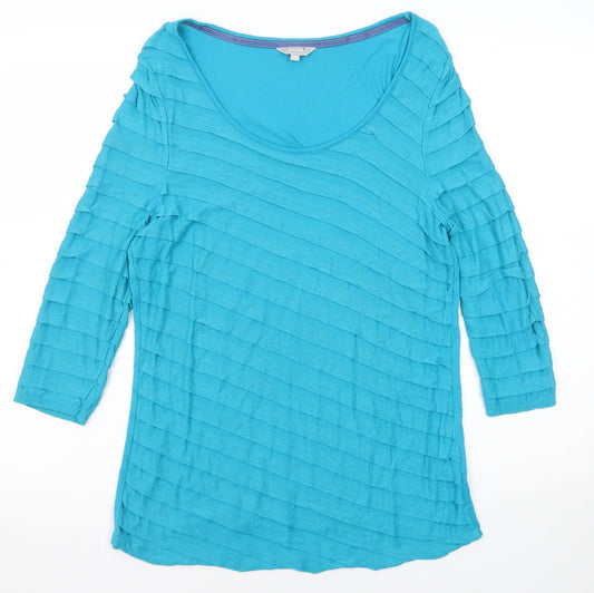 Per Una Womens Blue Viscose Basic Blouse Size 14 Boat Neck - Textured