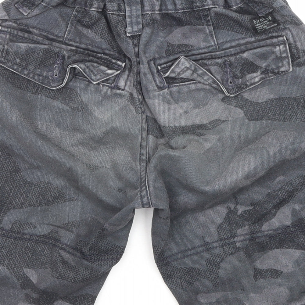 Firetrap Boys Grey Camouflage Cotton Cargo Shorts Size 7-8 Years Regular Zip