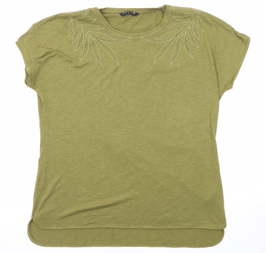 Viz a Viz Womens Green Polyester Basic T-Shirt Size L Round Neck - Net Detail