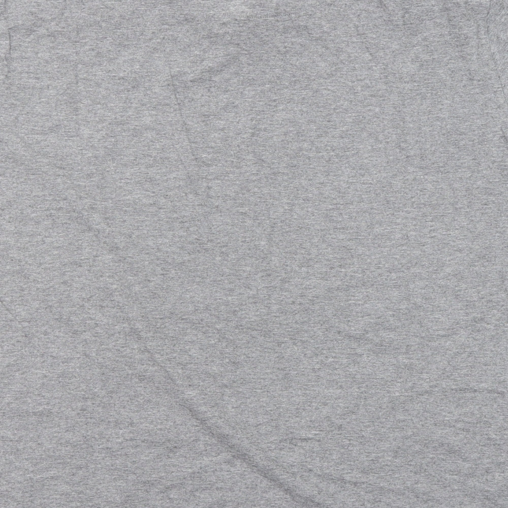 Marks and Spencer Mens Grey Cotton T-Shirt Size L V-Neck