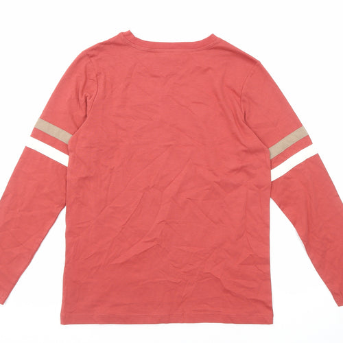 Marks and Spencer Boys Red Cotton Basic T-Shirt Size 10-11 Years Round Neck Pullover