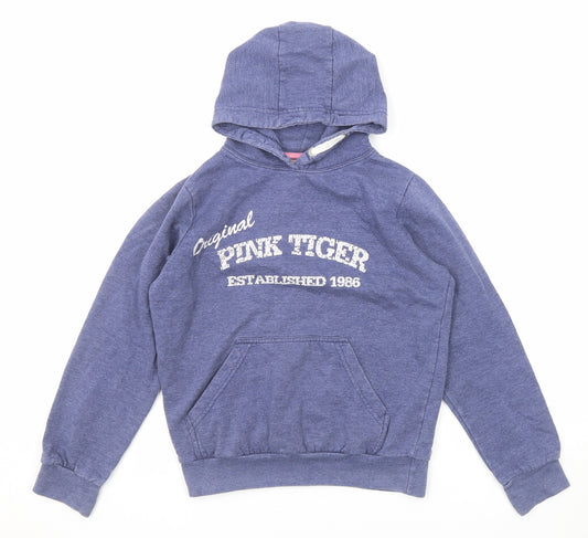 Pink Tiger Girls Blue Cotton Pullover Hoodie Size 11-12 Years Pullover - Pink Tiger