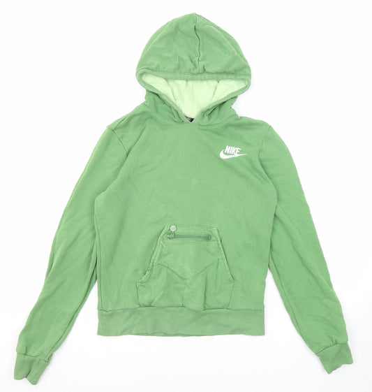 Nike Boys Green Cotton Pullover Hoodie Size M Pullover