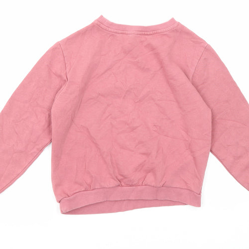 H&M Girls Pink Cotton Pullover Sweatshirt Size 6-7 Years Pullover - Rabbits Ballerinas, Age 6-8