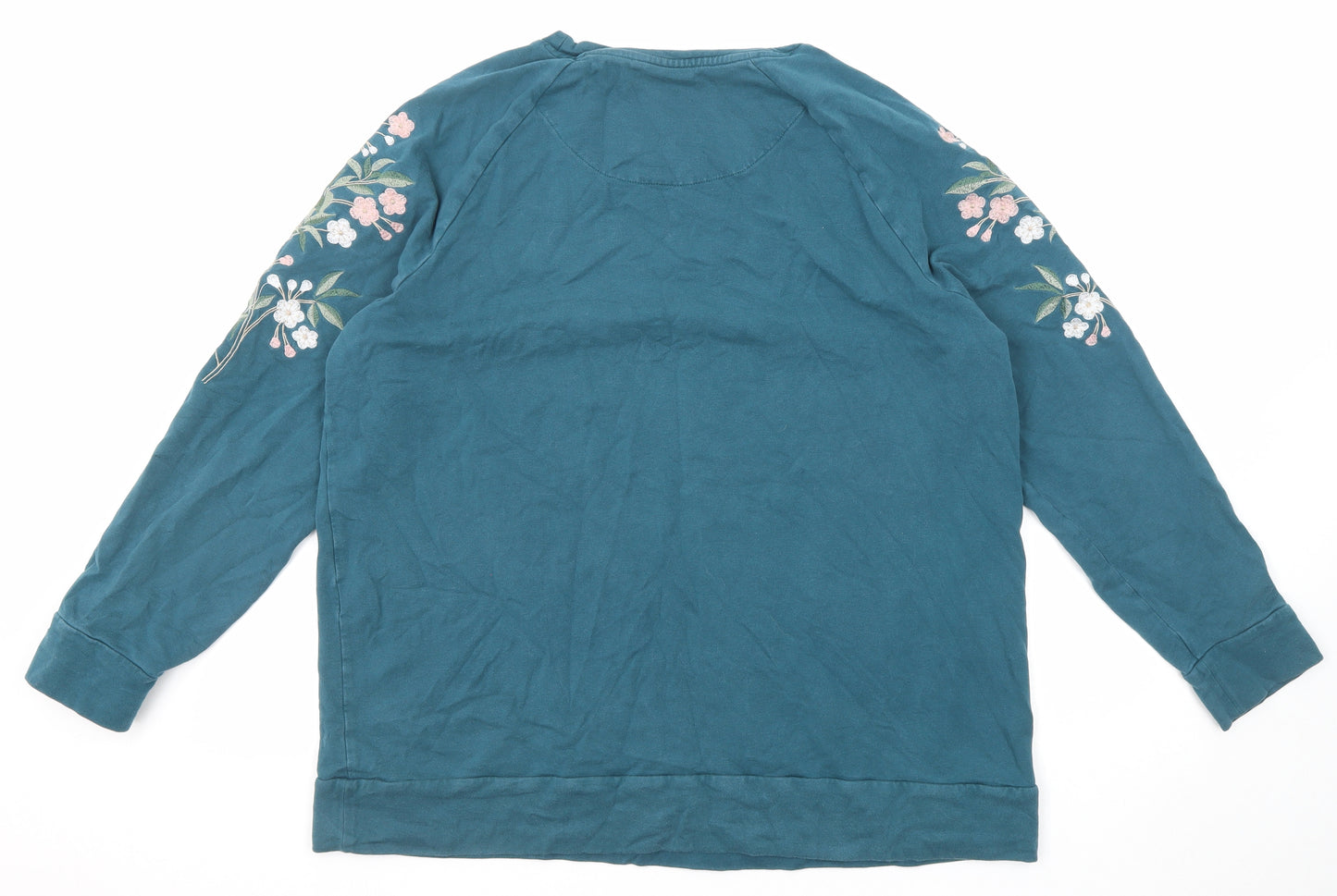 NEXT Womens Green Floral Cotton Pullover Sweatshirt Size 18 Pullover