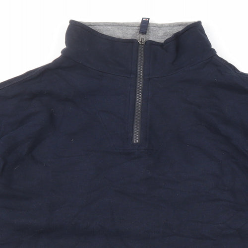 Marks and Spencer Mens Blue Cotton Henley Sweatshirt Size L