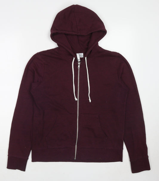 H&M Womens Red Cotton Full Zip Hoodie Size 12 Pullover