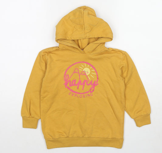 H&M Boys Yellow Cotton Pullover Hoodie Size 4-5 Years Pullover - Age 4-6 Years Happy Exploring