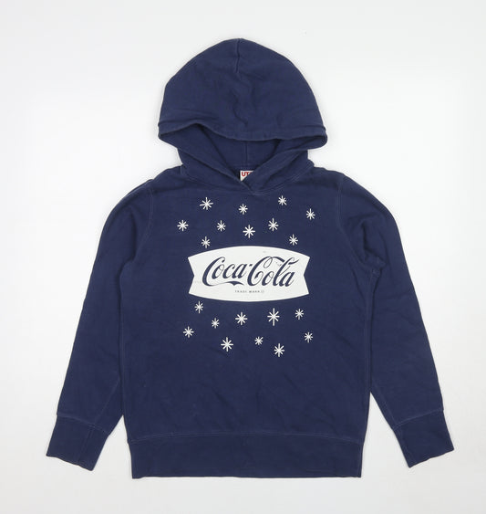 Coca-Cola Womens Blue Cotton Pullover Hoodie Size L Pullover