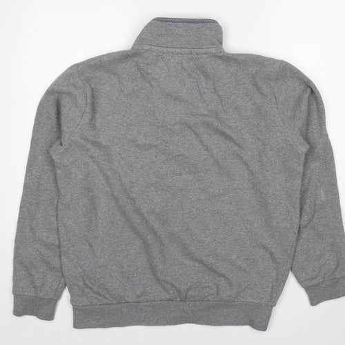 Crew Clothing Mens Grey Cotton Henley Sweatshirt Size L