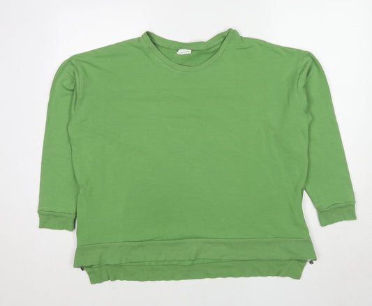 Dreamo Womens Green Cotton Pullover Sweatshirt Size S Pullover - Side zip detail