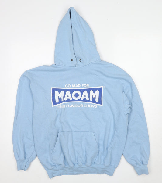Maoam Mens Blue Cotton Pullover Hoodie Size L