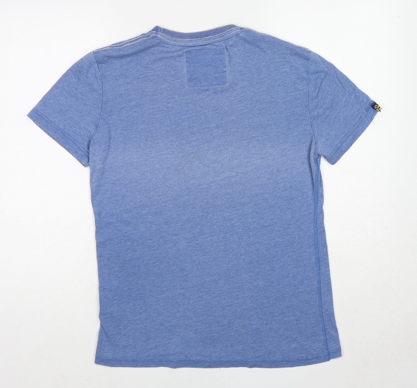 Superdry Mens Blue Cotton T-Shirt Size S Round Neck