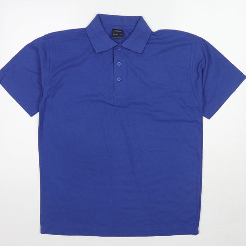 Uneek Mens Blue Cotton Polo Size M Collared Pullover