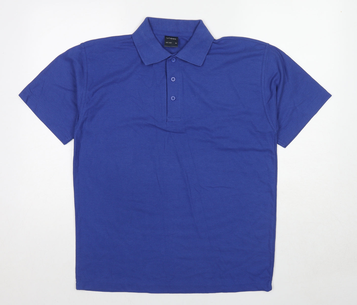 Uneek Mens Blue Cotton Polo Size M Collared Pullover