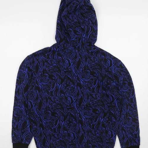 A.M. London Womens Blue Geometric Cotton Pullover Hoodie Size 8 Pullover