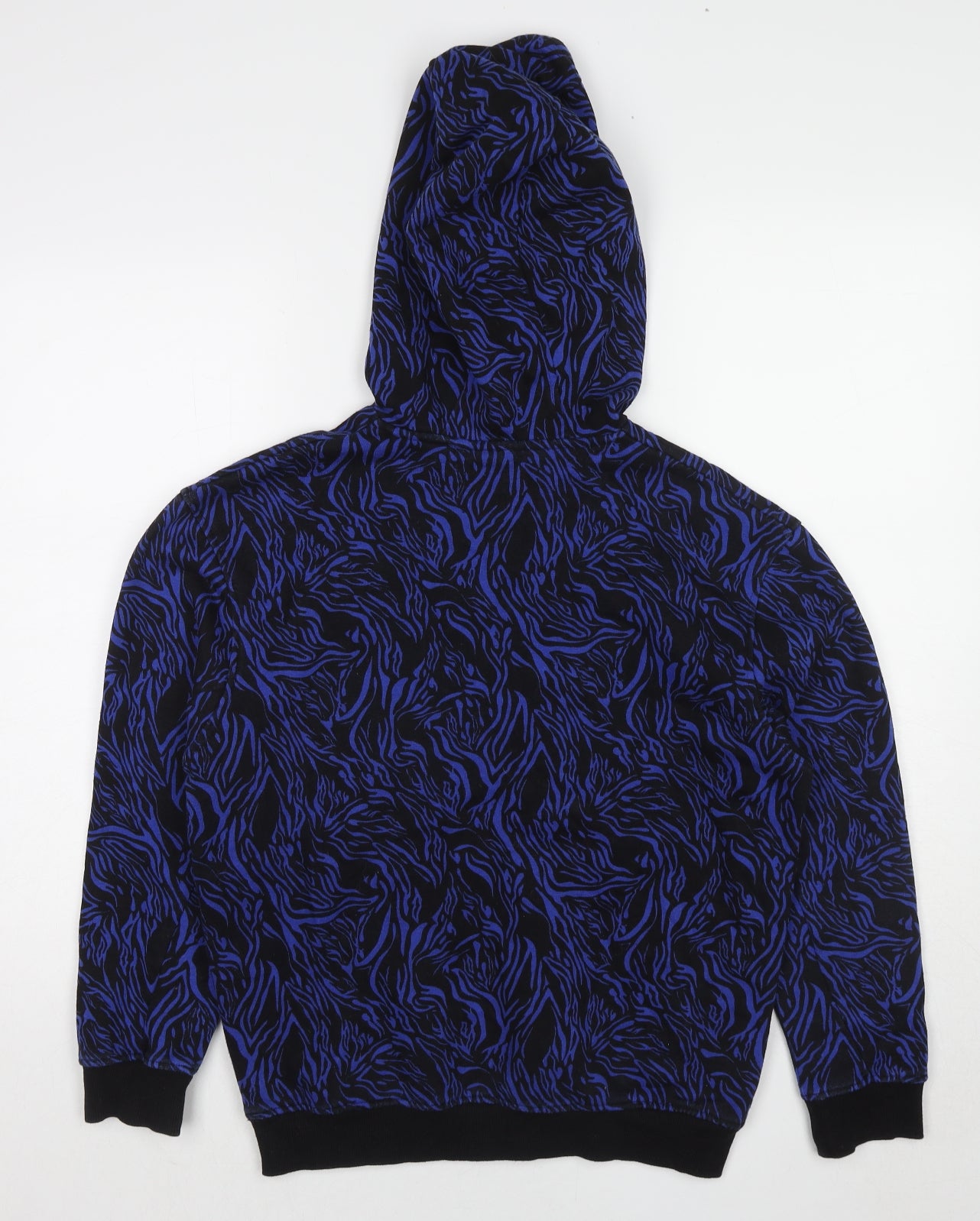 A.M. London Womens Blue Geometric Cotton Pullover Hoodie Size 8 Pullover