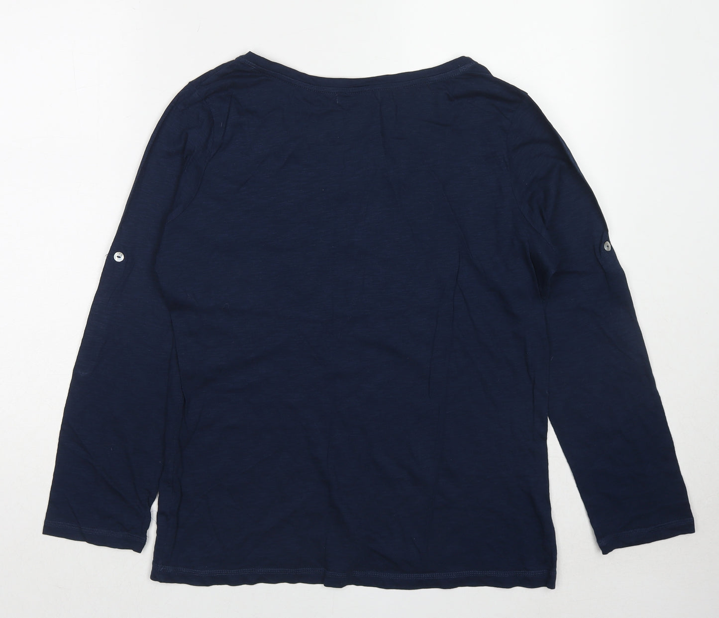 Unit Womens Blue Cotton Basic Blouse Size XL Round Neck