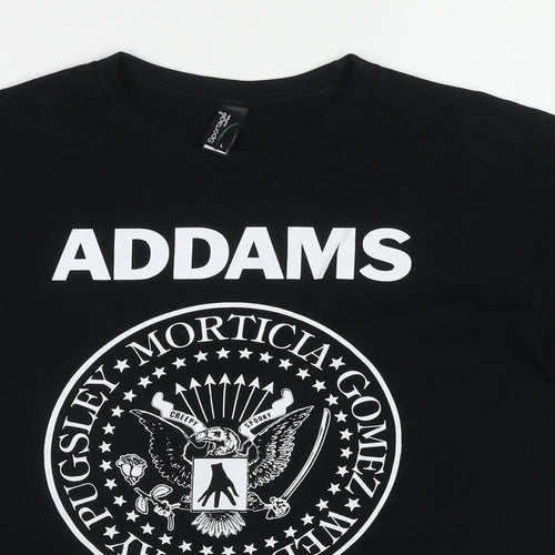 Addams Family Mens Black Cotton T-Shirt Size L Round Neck