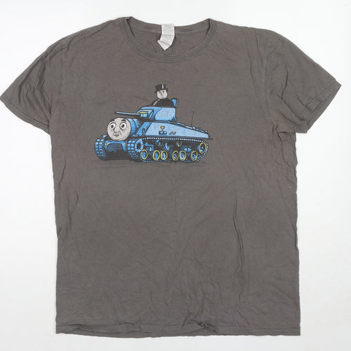 Thomas the Tank Engine Mens Grey Cotton T-Shirt Size L Round Neck