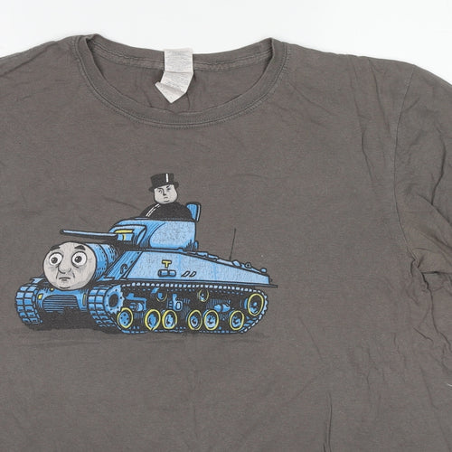Thomas the Tank Engine Mens Grey Cotton T-Shirt Size L Round Neck