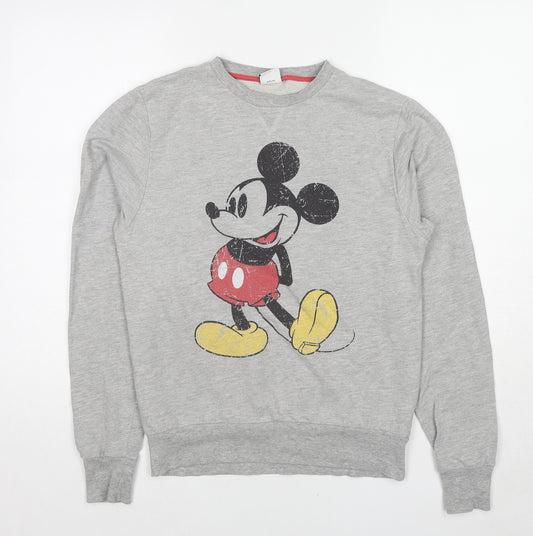 Disney Womens Grey Cotton Pullover Sweatshirt Size S Pullover - Mickey Mouse