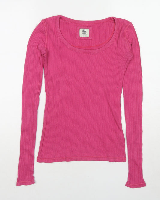 Crew Clothing Womens Pink Scoop Neck Cotton Pullover Jumper Size 8
