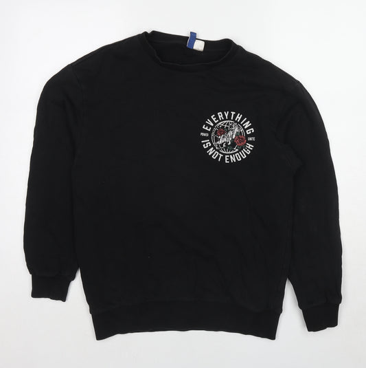 Divided by H&M Womens Black Cotton Pullover Sweatshirt Size S Pullover - Everything is not enough
