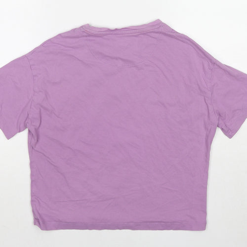 Marks and Spencer Girls Purple Cotton Basic T-Shirt Size 11-12 Years Crew Neck Pullover - Snoopy