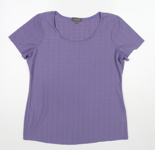 Per Una Womens Purple Polyester Basic T-Shirt Size 16 Round Neck